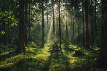 Obraz premium Sunlight Filtered Forest