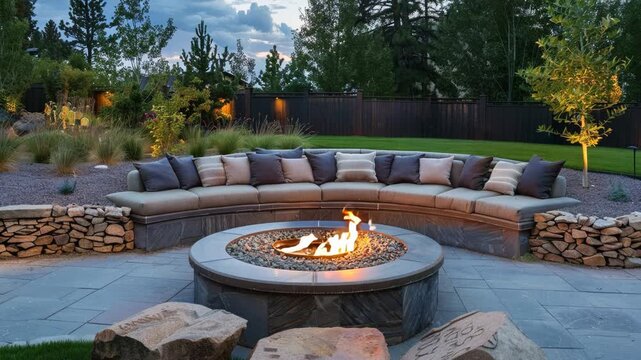 Tranquil Outdoor Fire Pit Lounge Area