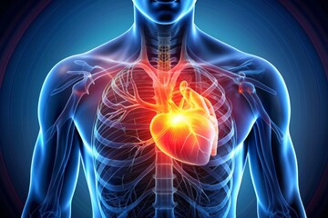 A man's heart is shown in red and blue