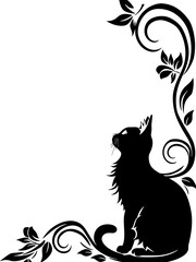 Cat ornament corner border