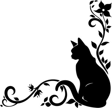 Cat ornament corner border