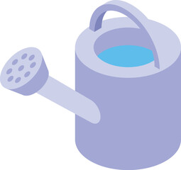 Blue watering can full of water, perfect for taking care of your plants and flowers