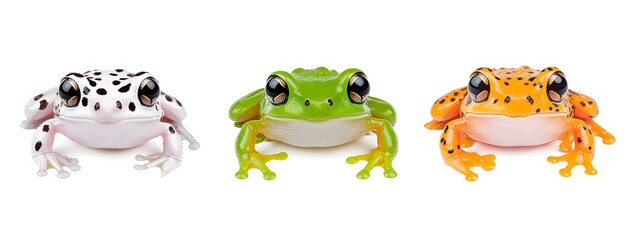 Set of Vibrant and Expressive Pacman Frogs Isolated on Clean White Background