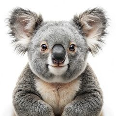 Koala Portrait: A heartwarming and adorable koala, with big eyes and a gentle smile, looks directly at the camera. It's a captivating image that captures the essence of this iconic Australian marsupia