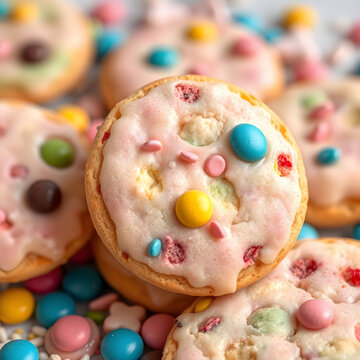 Unas galletas horneadas con lunetas de colores