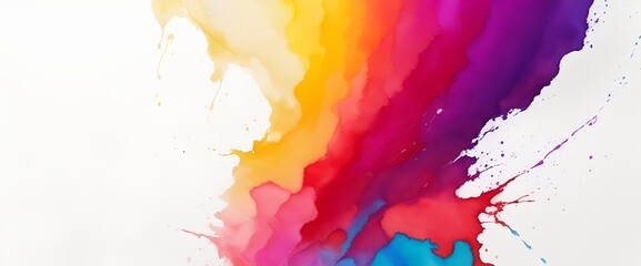 Rainbow Burst: A vibrant watercolor explosion on a white canvas, capturing the energy and fluidity of color in motion. 