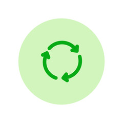 Green recycle arrow sign. Environment, ecological, save, cycle, organic concepts. Flat vector design illustration isolated on background.