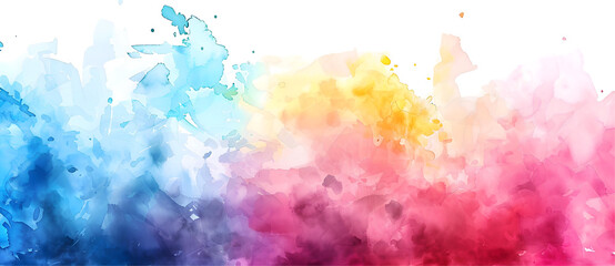 Colorful watercolor background with rainbow color isolated on transparent background
