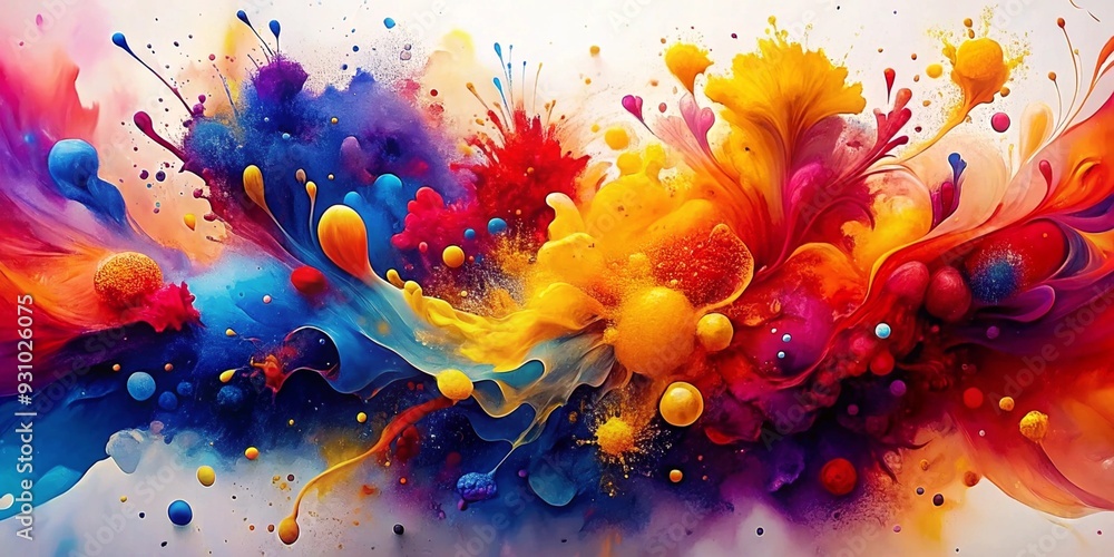 Poster abstract color explosion: a vibrant burst of color explodes across the canvas, creating an abstract 