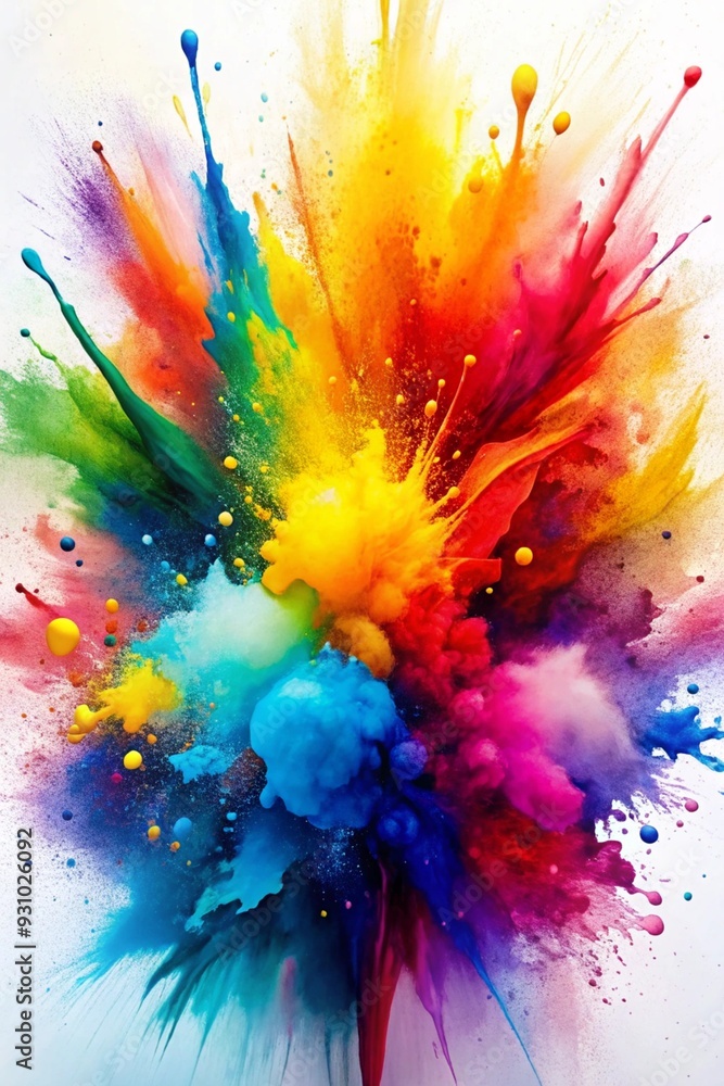 Poster abstract color explosion: a vibrant burst of color explodes across the canvas, creating an abstract 