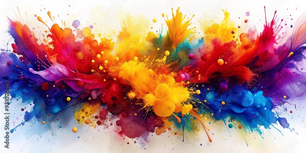 Poster abstract color explosion: a vibrant burst of color explodes across the canvas, creating an abstract 