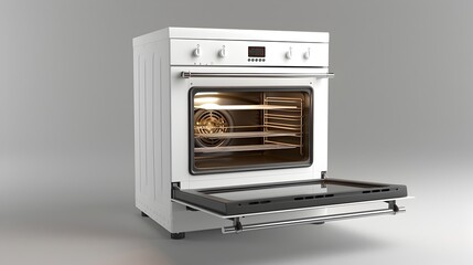 Obraz premium A 3D Rendered All White Modern Oven Model on a Pristine White Background