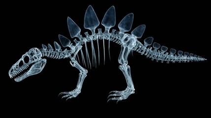 3D rendering dinosaur skeleton skeleton shown side view 3D X-ray