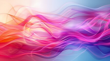 Obraz premium Abstract background with flowing, colorful, wavy lines in shades of pink, orange, yellow, and blue.