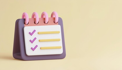 Colorful calendar with checklist on a minimalist background, perfect for organizing tasks and planning events effectively.