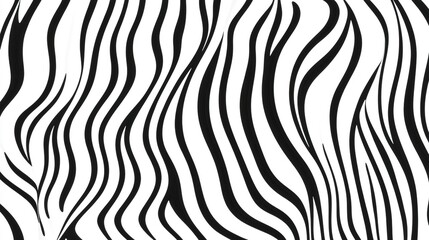 Simple Pattern of Wavy Black and White Lines. Elegant and Minimalistic Design Featuring Fluid Curves and Stripes, Perfect for Modern and Stylish Textiles or Graphic Projects.
