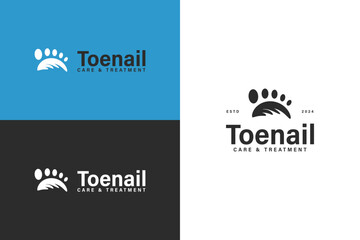Fototapeta premium silhouette toenail care and treatment iconic logo vector design template. modern vintage toenail logo design vector ideas isolated on white background.