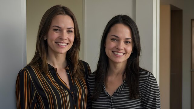 My best friend's girlfriend is standing and smiling.