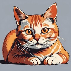 Fototapeta premium A cute, cartoonish orange tabby cat with big, expressive eyes and a relaxed posture