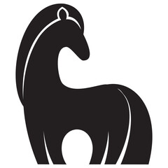 Black and white horse isolated on White background. monogram logo design. Black silhouette of horse. Vector illustration