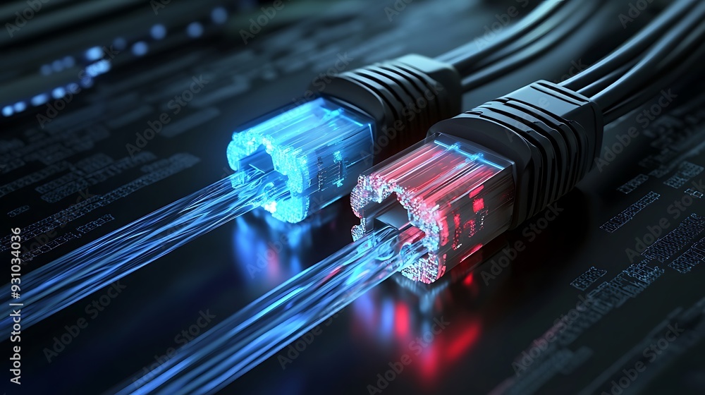 Poster network cables connected with digital data flow