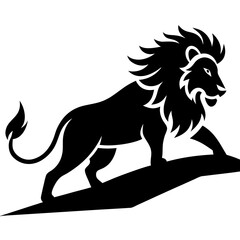 Lion climbing a hill silhouette vector art illustration