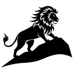 Lion climbing a hill silhouette vector art illustration