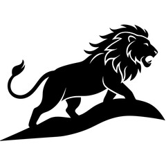 Lion climbing a hill silhouette vector art illustration