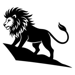 Lion climbing a hill silhouette vector art illustration