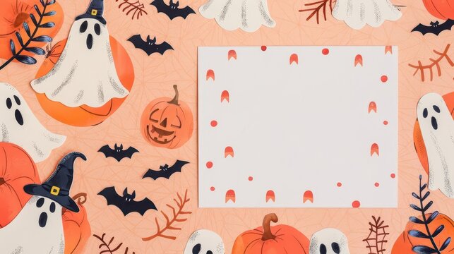 Birthday invitations with Halloween elements like ghosts and witches, Halloween Birthday, creative design