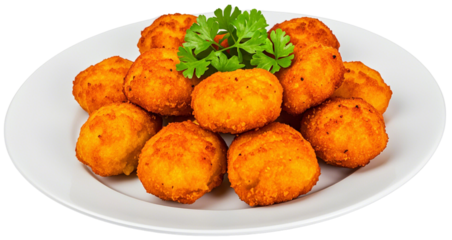  Pakora on white plate serving isolated on transparent background 