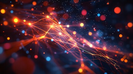 Fototapeta premium A futuristic network of data connections with glowing lines and digital effects