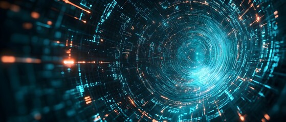 Cybernetic Theory Visualized in a Swirling Vortex of Interconnected Feedback Loops Highlighting the Principles that Govern Continuous Interaction and Adjustment in Complex Cybernetic Systems