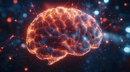 A digital brain made of luminous light with intricate neural networks and pulsing synapses connecting around it symbolizing the power and complexity of advanced intelligence technology