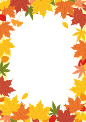Autumn colorful maple leaves decoration border background illustration