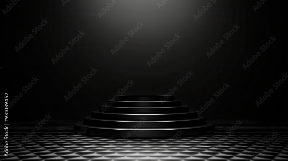Poster black abstract platform with geometric pattern background