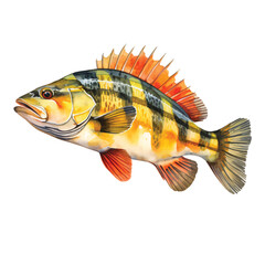 Fototapeta premium watercolor painting of Peacock bass four collection