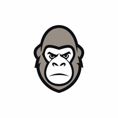 Gorilla head gaming mascot logo isolated vector art illustration on a white background