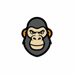 Gorilla head gaming mascot logo isolated vector art illustration on a white background