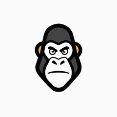 Gorilla head gaming mascot logo isolated vector art illustration on a white background