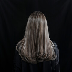 Naklejka premium female long ash brown hair with highlights