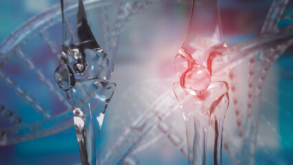 The  crystal knee joint for medical or health concept 3d rendering.
