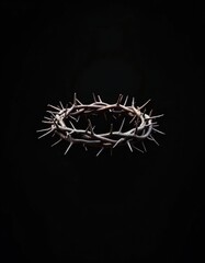 Crown of thorns on black background, Jesus Christ