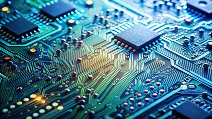 Obraz premium Close up of electronic circuit board, technology, circuitry, electronics, hardware, components, engineering