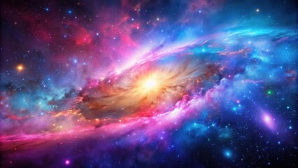 Fototapeta premium Colorful galaxy with vivid hues of pink, purple, and blue, Galaxy, Colorful, Vivid, Pink, Purple, Blue, Space, Stars