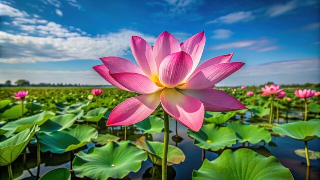 A beautiful lotus flower blooming in the Acarlar Longozu wetlands of Karasu, Turkey, lotus flower, Acarlar Longozu, wetlands