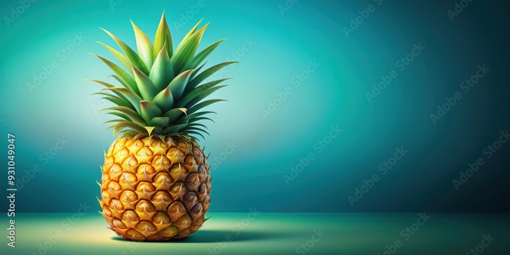 Poster Vibrant and detailed of an exotic pineapple, tropical, vibrant, exotic, fruit, pineapple,graphic design, colorful, botanical