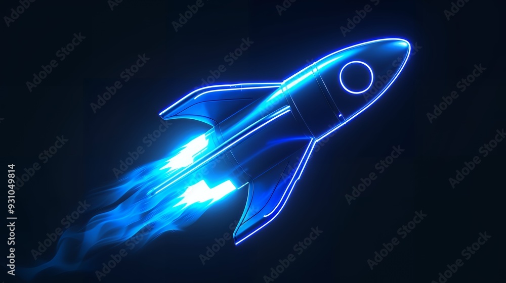 Wall mural digital rockets launch into outer space. boosting and taking off career concepts. abstract spaceship