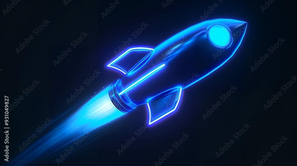 Wall mural digital rockets launch into outer space. boosting and taking off career concepts. abstract spaceship
