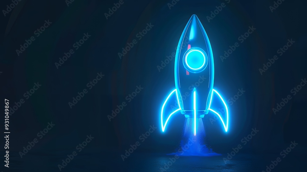 Wall mural digital rockets launch into outer space. boosting and taking off career concepts. abstract spaceship